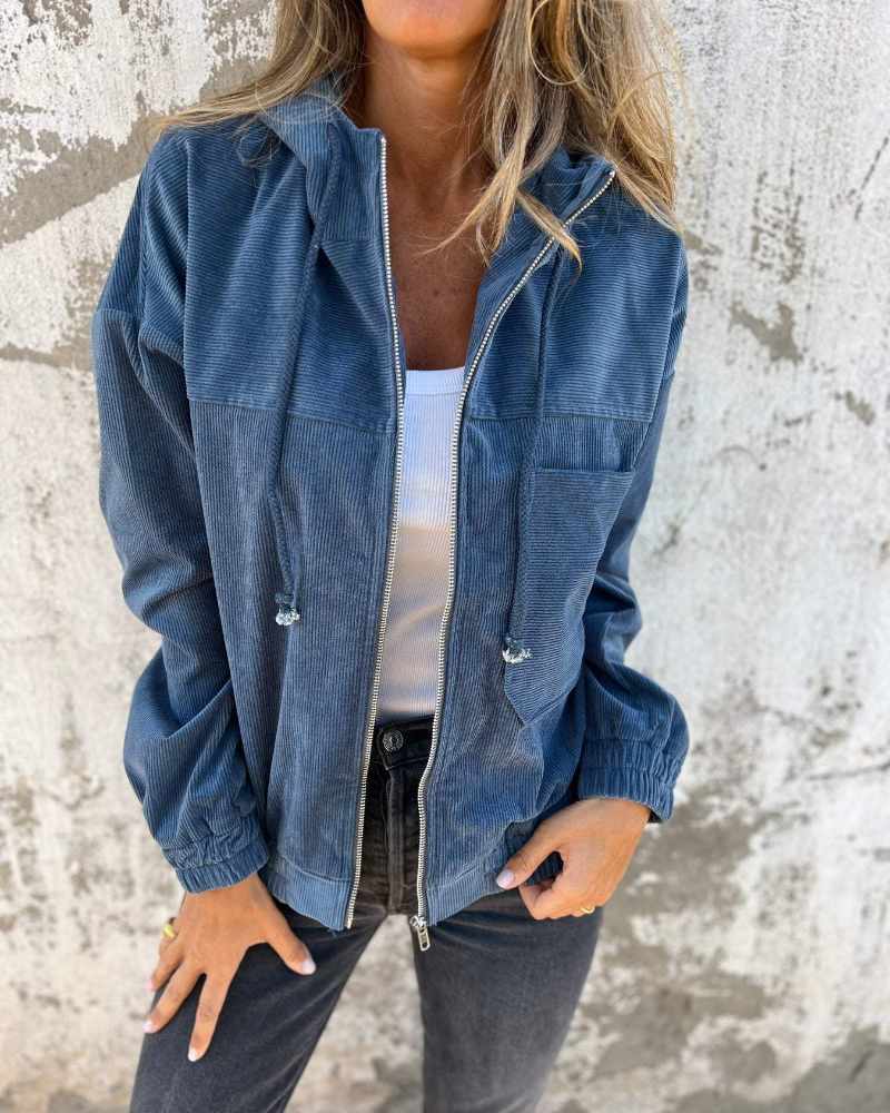 Danna | Stylische Cordjacke mit Kapuze und praktischem Reißverschluss