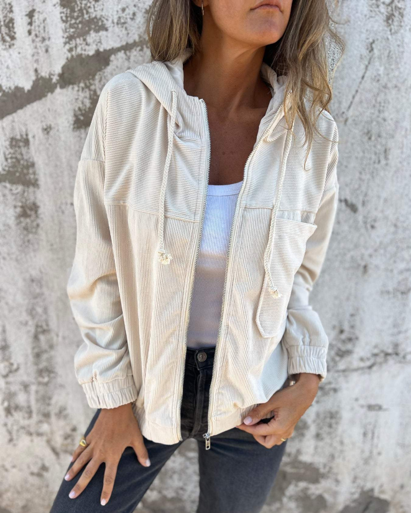 Danna | Stylische Cordjacke mit Kapuze und praktischem Reißverschluss