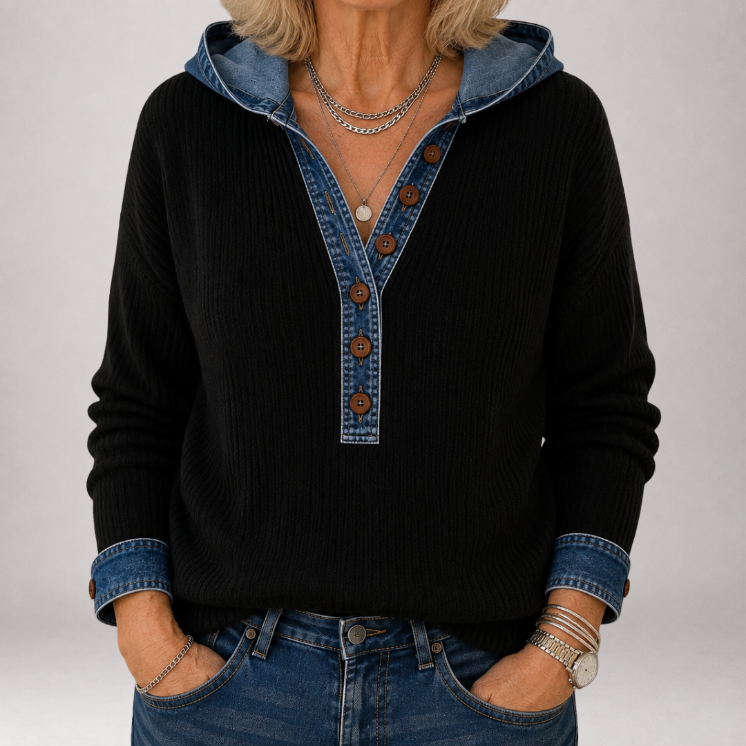 Winnow | Stylischer Kapuzenpullover mit Denim-Details