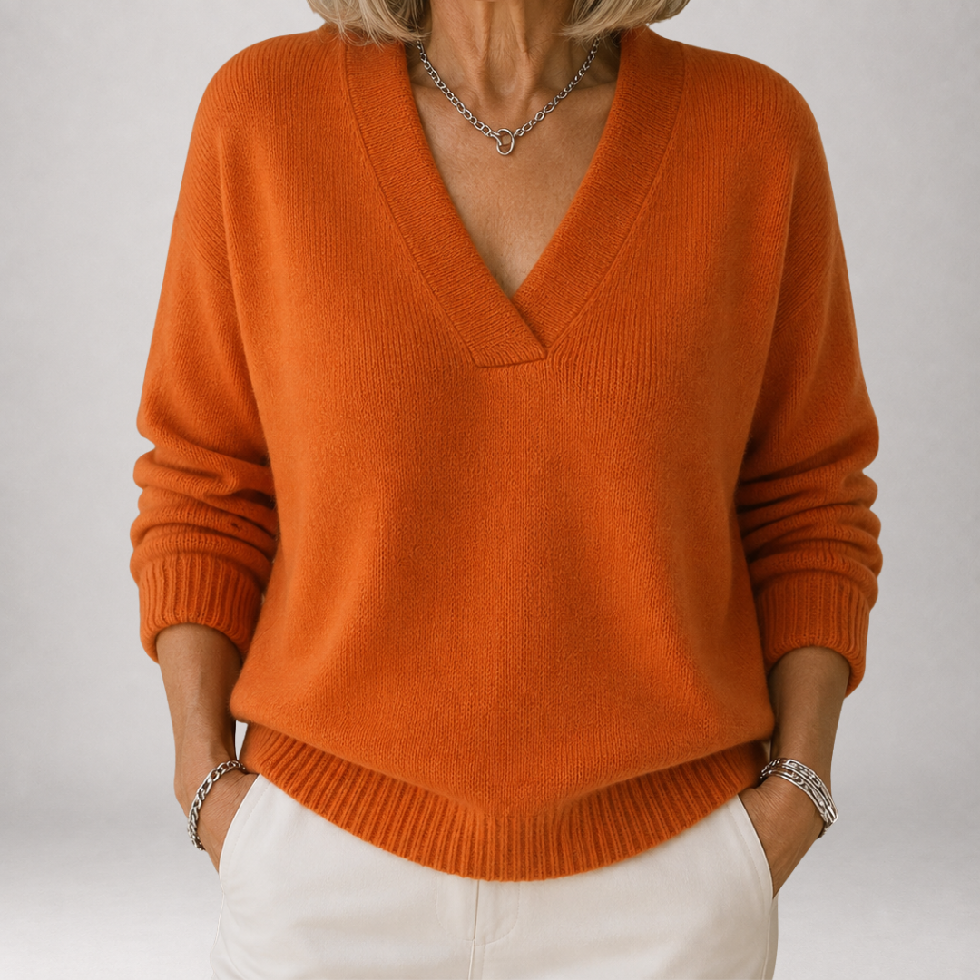 Quilla | Gerippter V-Ausschnitt-Pullover