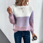Clara | Eleganter Patchwork-Pullover in stilvollem Dreifarbdesign