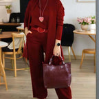 Elegant 3-delat set med lång cardigan, topp och byxor