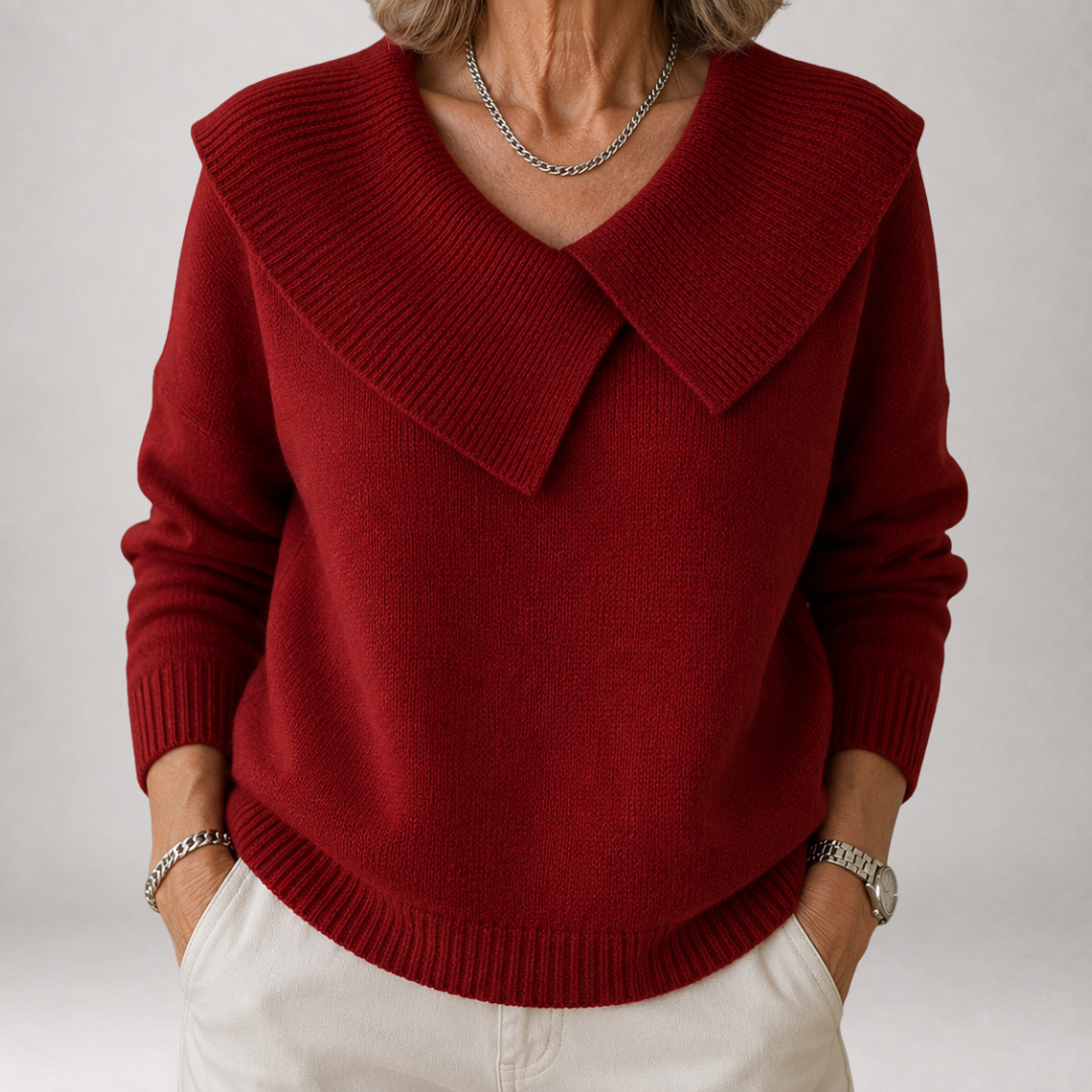 Solenne | Kuscheliger Oversize-Pullover mit elegantem Schalkragen