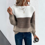 Clara | Eleganter Patchwork-Pullover in stilvollem Dreifarbdesign
