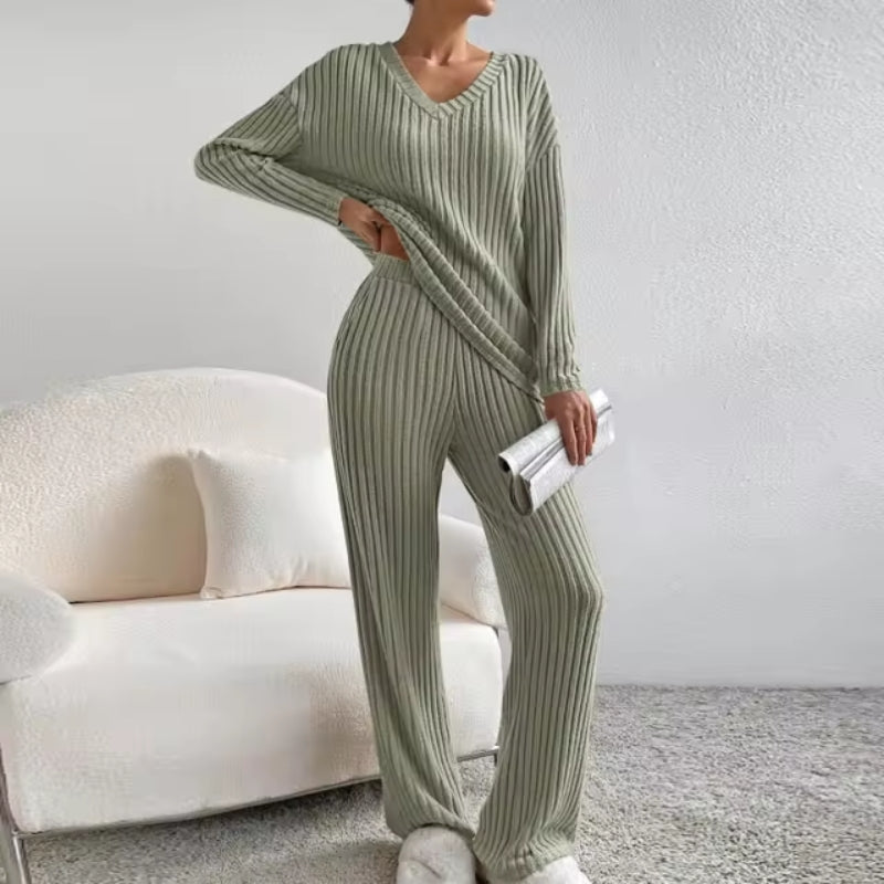 CLAIRE | Ribbat tvådelat set