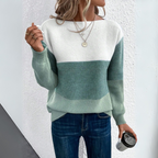 Clara | Eleganter Patchwork-Pullover in stilvollem Dreifarbdesign