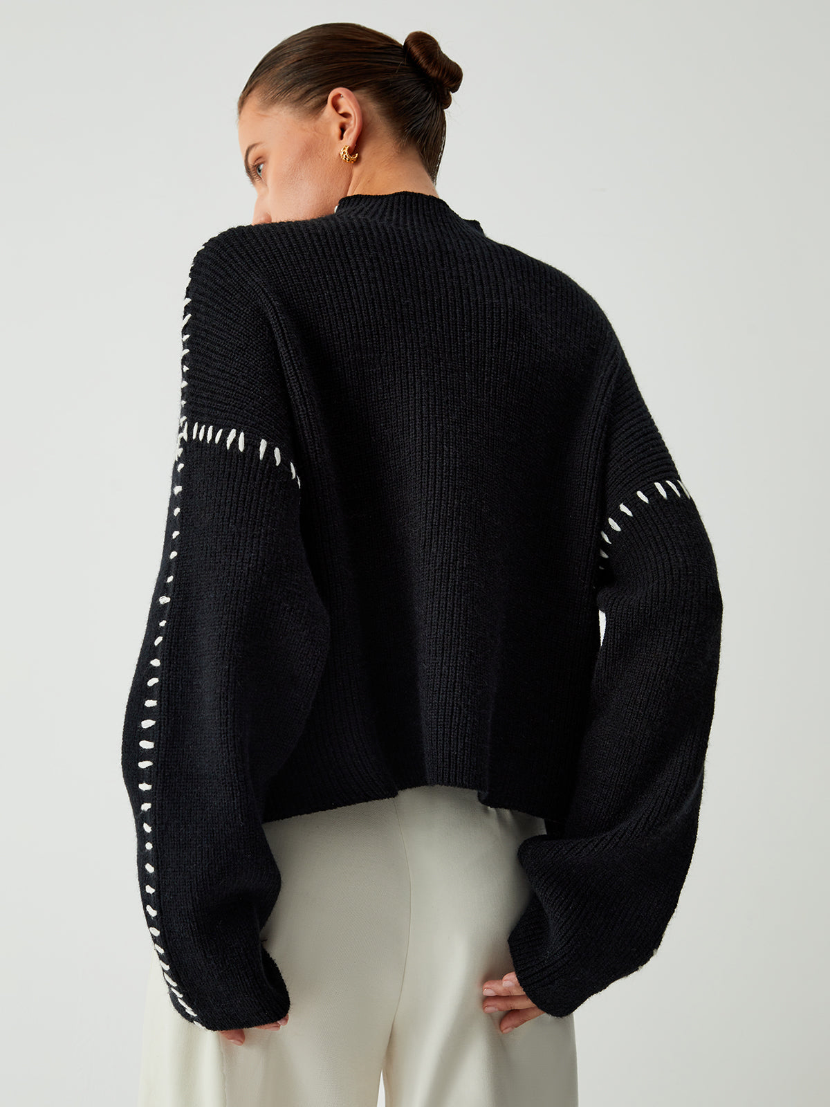 Alma | Stilvoller Oversize-Dolcevita-Pullover mit edlen Piqué-Details