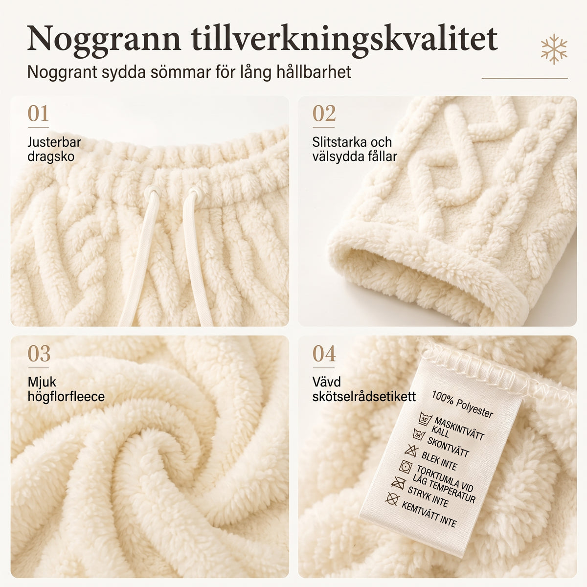 Avslappnade, varma loungebuxor för dam med flanellfoder