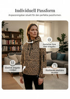 Huvtröja med leopardmönster och känguruficka