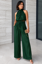 ELEANOR | ELEGANT SET MED HALTERTOPP OCH VIDA BYXOR
