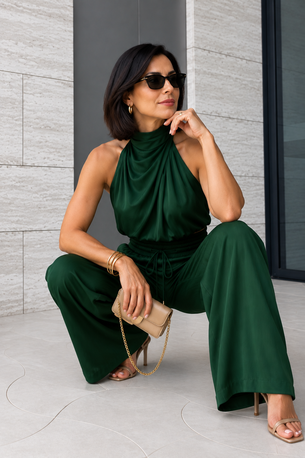 ELEANOR | ELEGANT SET MED HALTERTOPP OCH VIDA BYXOR