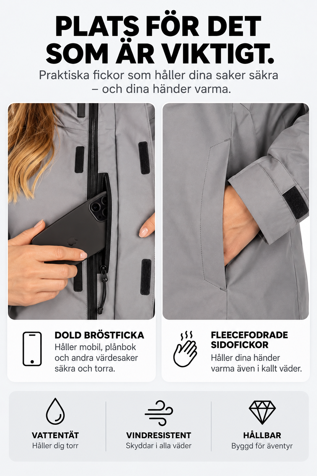 3-I-1 SMART JACKET PRO – CERTIFIERAD SKYDDSJACKA, 100 % REFLEKTERANDE MED AVTAGBAR FLEECEJACKA