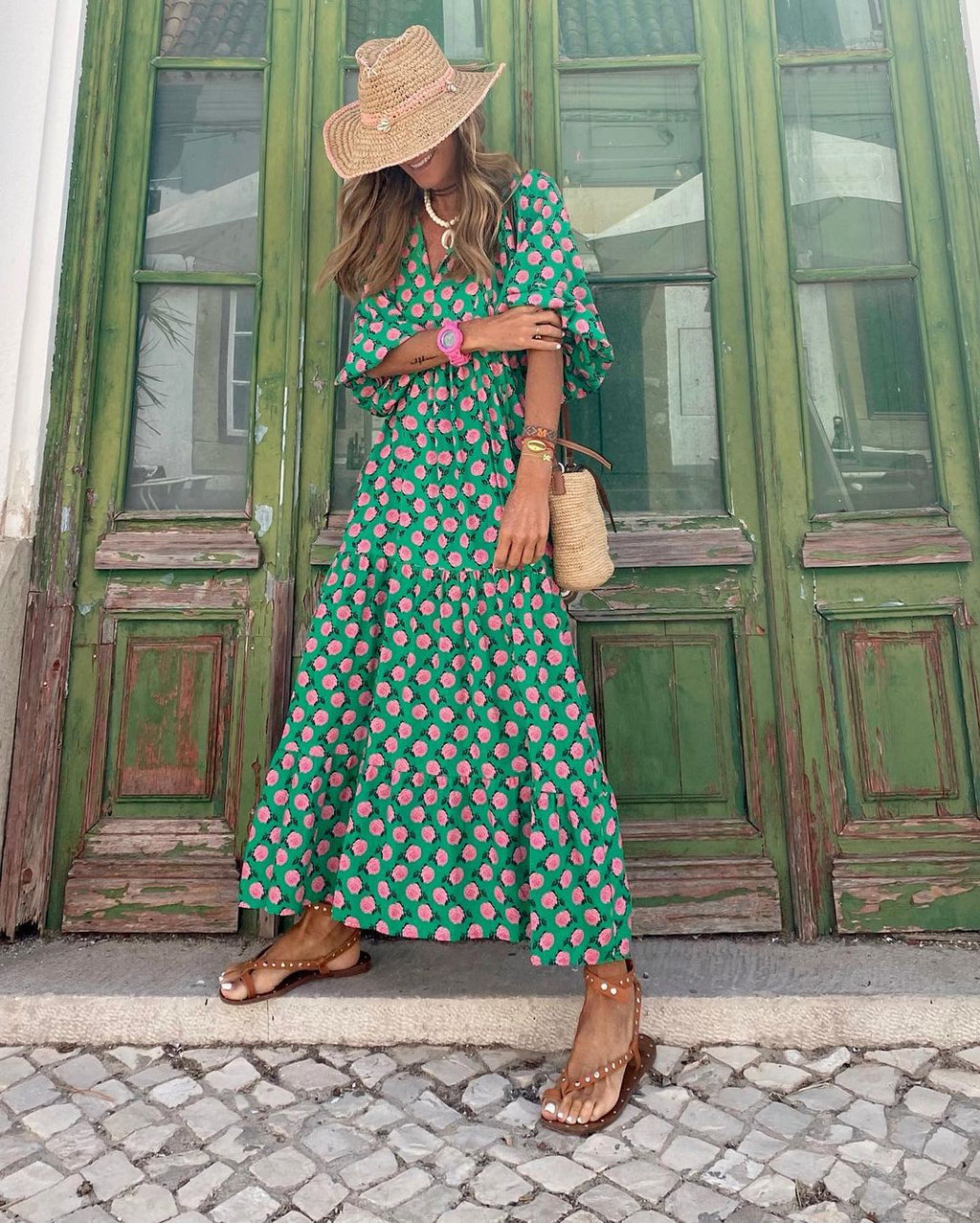 Bellona | Elegant lång boho-klänning