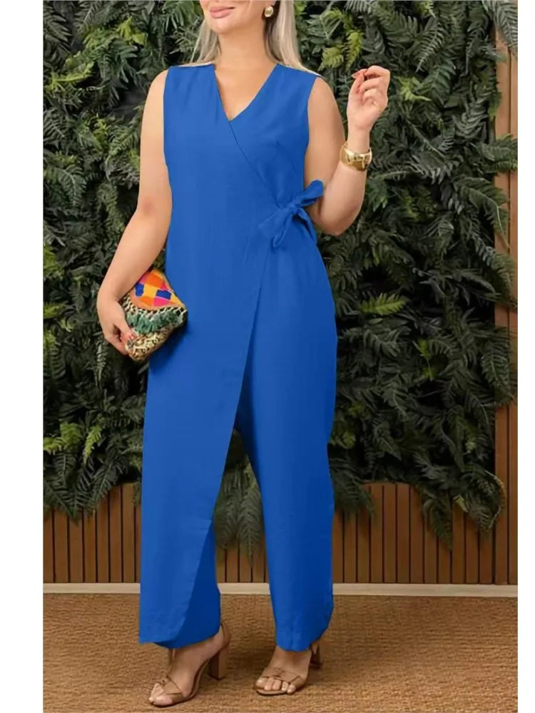ELENA | Elegant damjumpsuit i enfärgat med vida ben
