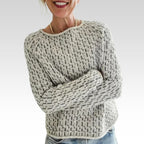 Victoria | Eleganter grauer Pullover mit stilvollem U-Boot-Ausschnitt