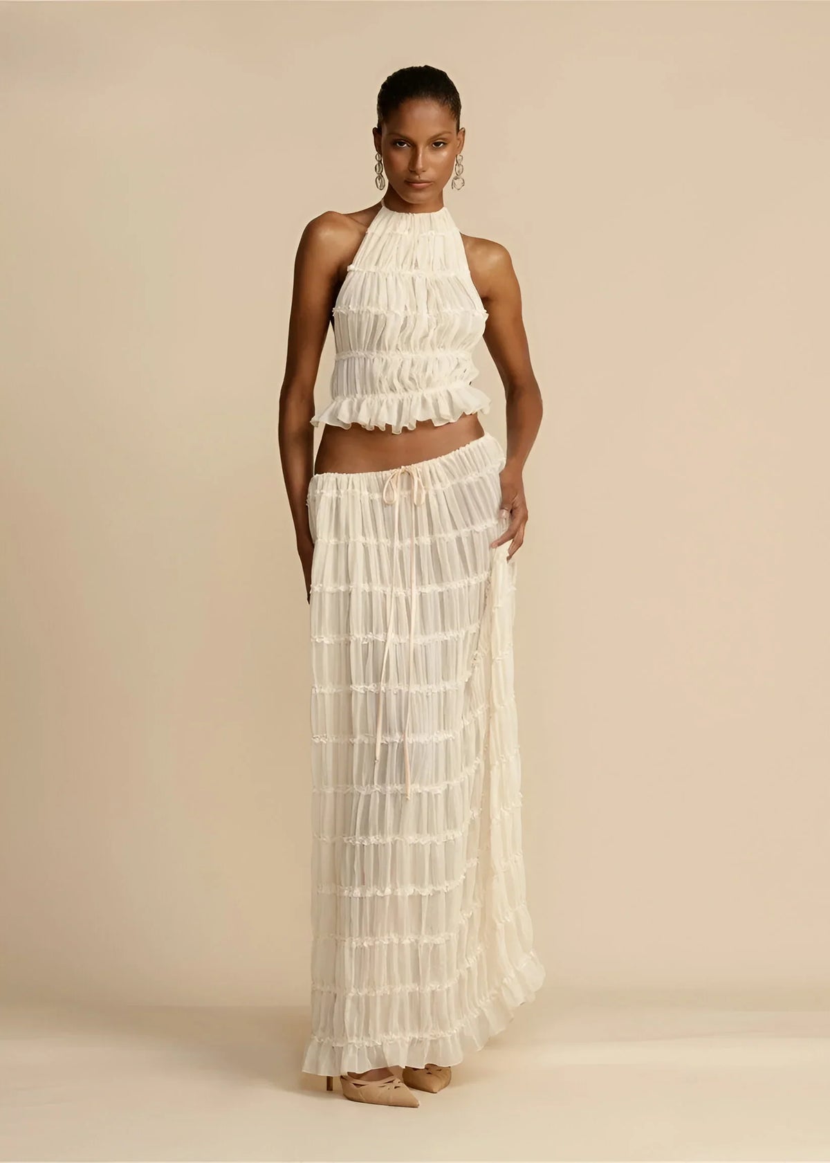Leonie | Elegant halterneck-topp med matchande kjolset