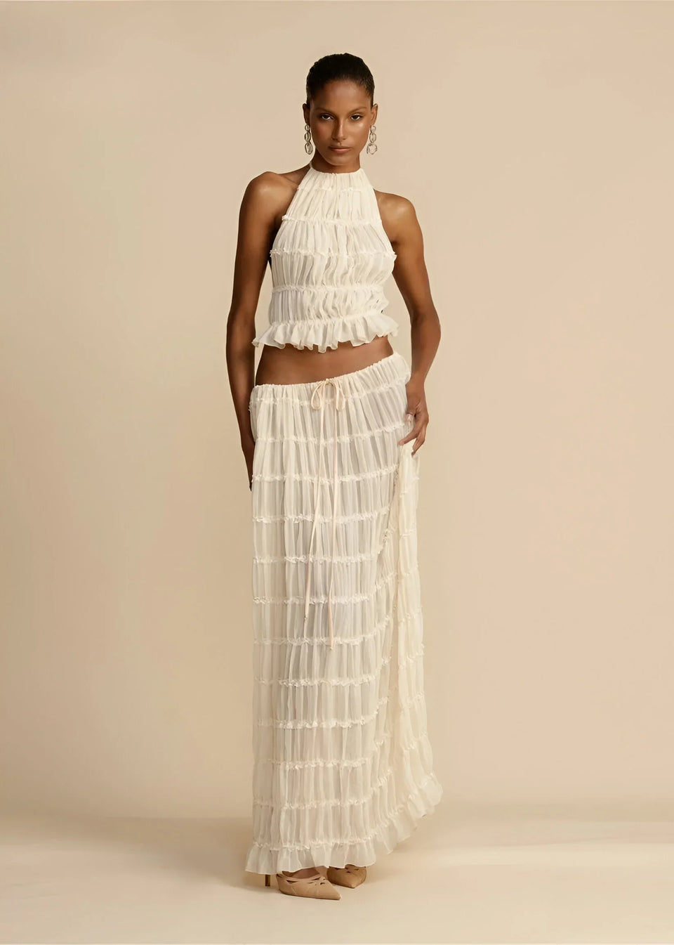 Leonie | Elegant halterneck-topp med matchande kjolset