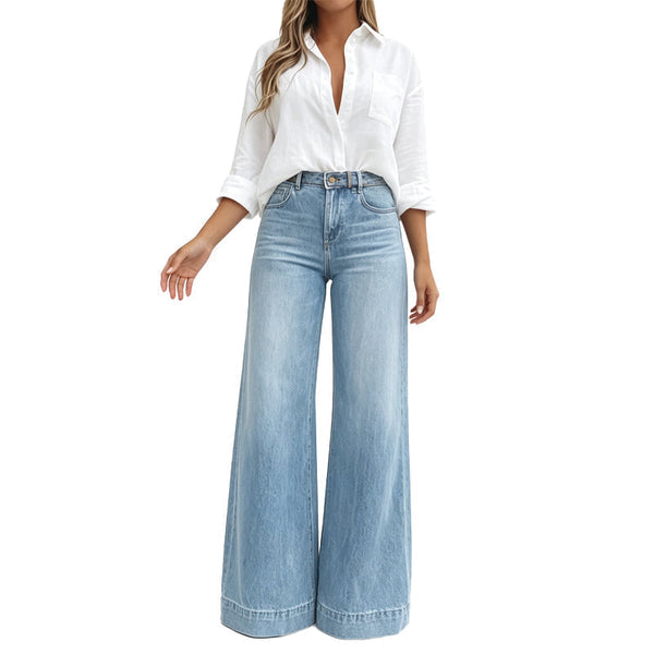 Jeans som ger intryck av längre ben